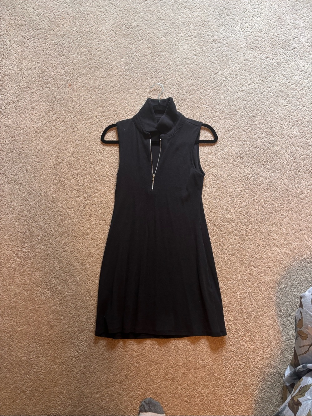 Forever 21 Black Sleeveless Turtleneck Mini Dress with Zip